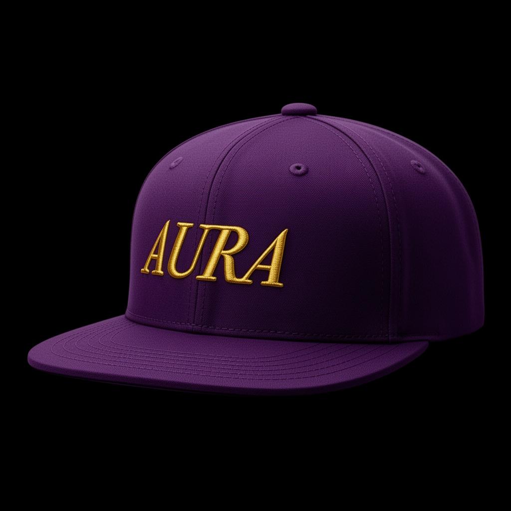 Boné roxo com bordado AURA dourado